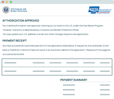 Preview of a US ESTA